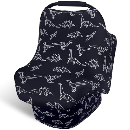Image of Rquite All-in-1 Car Seat Cover Baby, Carseat Covers for Girl Boy, Stretchy Soft Infant Car Seat Cover, Multi-use Baby Carrier Cover, Car Seat Canopy, Stroller Sun Shade, Nursing Breastfeeding Cover