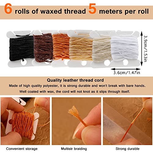 Tikjiua 59 Pcs Leather Sewing Kit Leather Needles For Hand Sewing,Heavy Duty Sewing Upholstery Repair Kit Waxed Thread Large-Eye Stitching Needles For Carseat Backpack Carpet Boots Shoes Canvas Sofa #TOP2