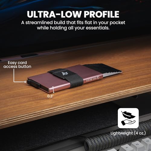 Image of CODE 118 Wallet for Men - Slim Minimalist Aluminum Magnetic Card Holder - RFID Blocking Front Pocket Mag Safe Wallet with Strong Magnet Attachment (Rose Gold)