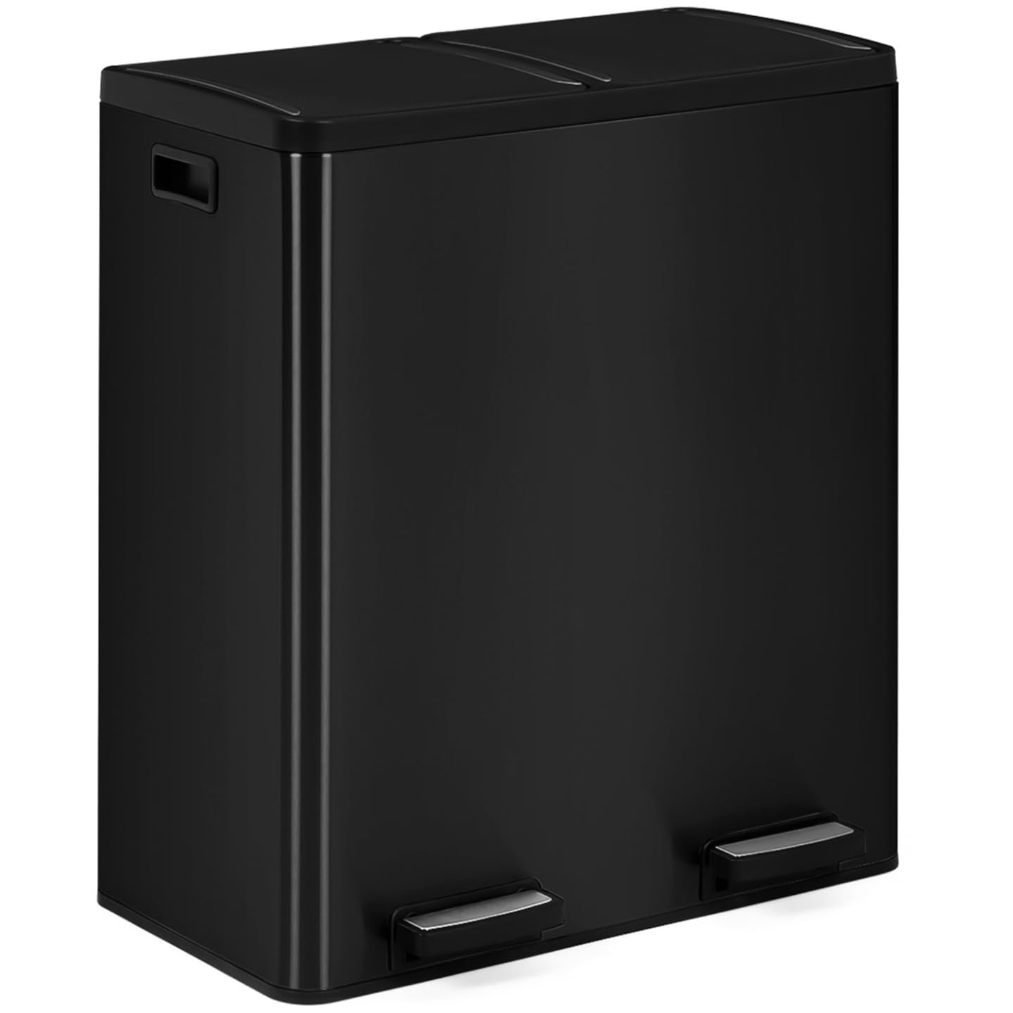 IDMarket - Poubelle de cuisine tri sélectif 2 x 30L noir 2 seaux amovibles et pédales en métal