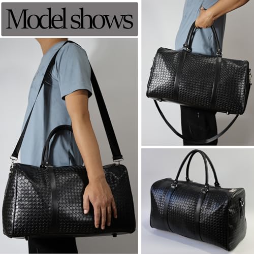 27L Small Travel Duffle Bag Weekender Bags for Women and Men with Shoe Compartment Foldable Waterproof Toiletry Bag Hospital Bags for Labor and Delivery Gym Bag (Black)2