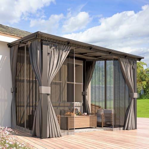 AECOJOY 12' x 8' Gazebo Outdoor Pergola with Curtains and
