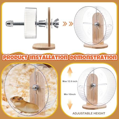 18 Pcs Hamster Cage Accessories, Silent Hamster Wheel, 15 Chew Toys Set, Maze Wood House and Water Bottle Set for Rat Mice Small Animals Habitat (Fun Interactive Style) - Image 3