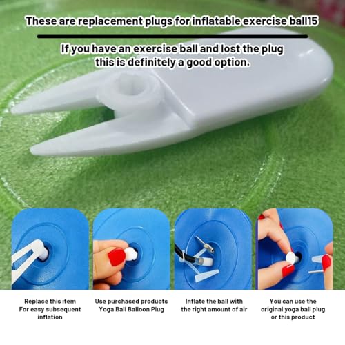 Image of 12 PCS Exercise Ball Plug Replacement Kit, White Yoga Ball Air Stopper Plugs with 5 cm and 3.7 cm Sizes, Fitness Equipment Maintenance Accessories for Inflatable Items