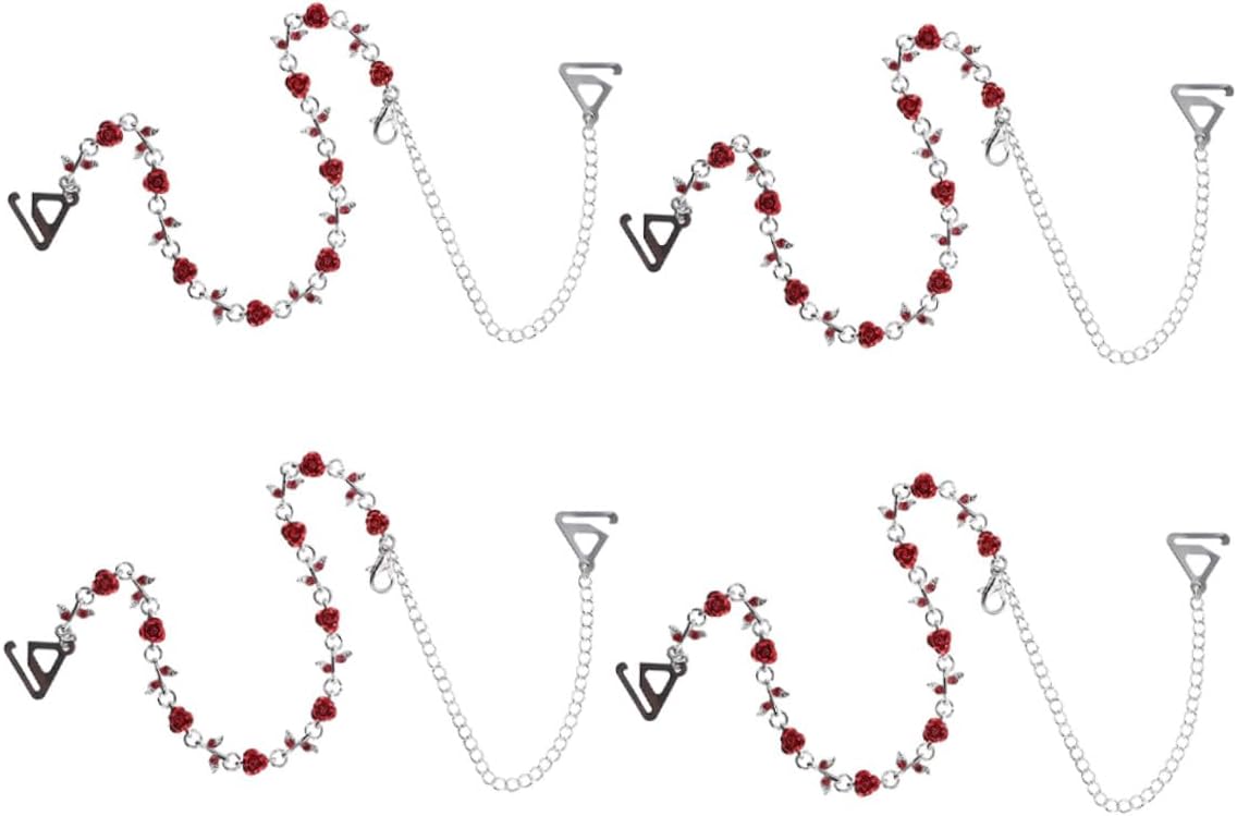 4pcs Adjustable Rhinestone Rose Flower Bra Shoulder Straps Anti-skid Replacement Straps for Tops Accessories