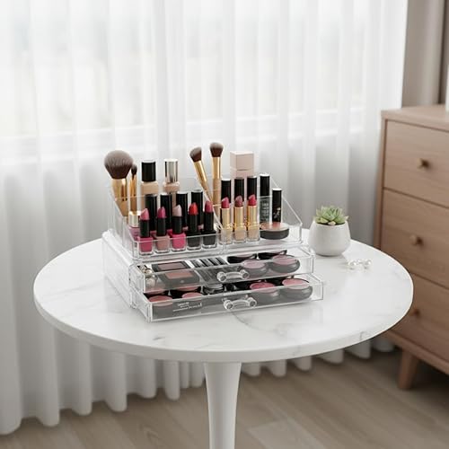 Miniatura 5 de OnDisplay Organizador de cosméticos y joyas de acrílico de lujo de 2 niveles