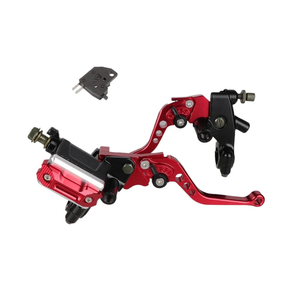 Hscjmeht Red Universal Motorcycle 7/8 Inch 22Mm Handlebar Cnc Hydraulic Brake Master Cylinder Clutch Lever Kit(Red)