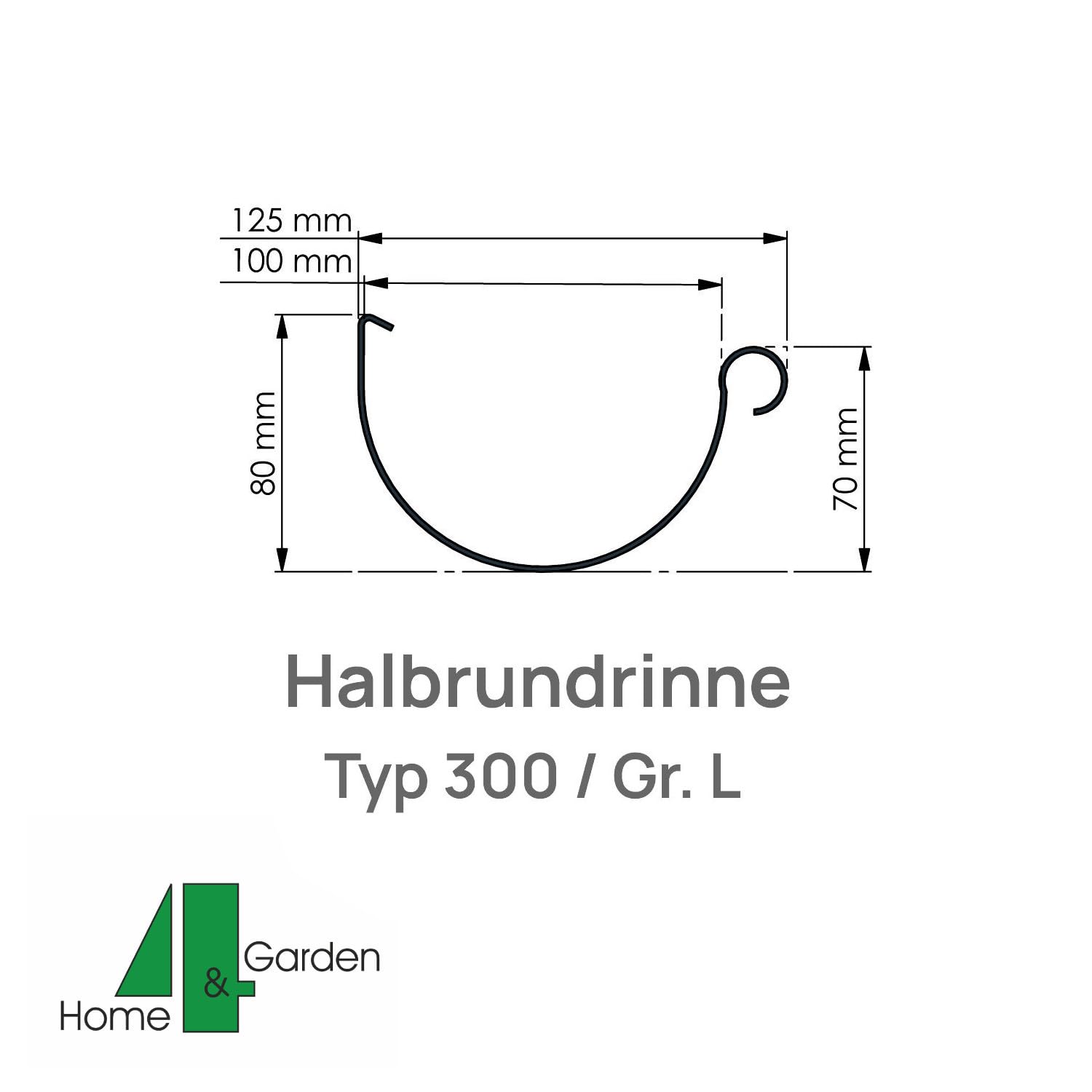 4Home&Garden Dachrinnen Set RG 100 braun 300 cm Halbrund Regenrinne Komplettset