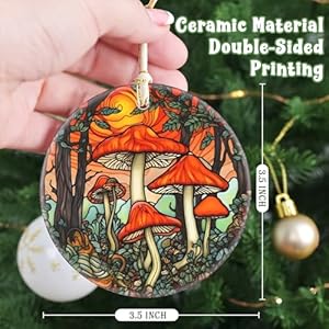 Ceramic mushroom christmas ornament 35 inch hanging decor for tree gift exchange present  urban country home decor