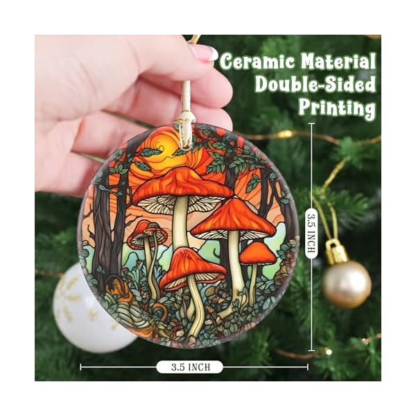 Ceramic mushroom christmas ornament 35 inch hanging decor for tree gift exchange present  urban country home decor