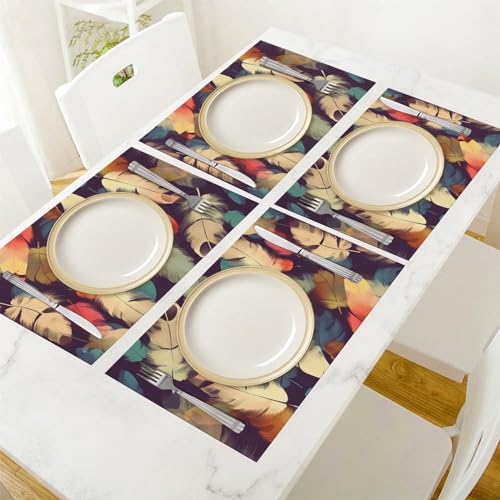 Sets de table en PVC lavables motif plume résistants haute température lot de 4 - 7