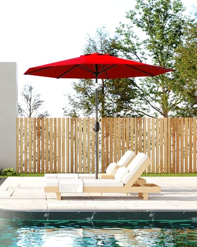 7.5FT Outdoor Patio Umbrella, Outdoor Table Umbrella, Market Umbrella With Push Button Tilt and Crank, 6 Sturdy Ribs UV Protection Waterproof for Garden, Deck, Backyard, Pool,Navy Blue