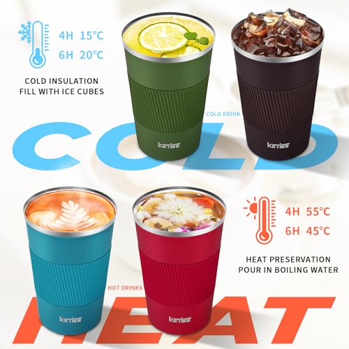 KETIEE Kaffeebecher to go,380ml Thermobecher Kaffee-to-go,Kaffeebecher Thermo,Doppelwandig Reisebecher Travel Mug,Vakuum Isolierbecher mit auslaufsicherem Deckel für Kaffee und Tee,Blau 5
