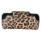 GELVTIC Car Sunglasses Holder for Car Visor Vegan Leather Auto Eyeglass Case with Clip Automotive Interior Visor Accessories (SH08-Leopard)