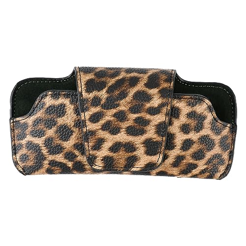 GELVTIC Car Sunglasses Holder for Car Visor Vegan Leather Auto Eyeglass Case with Clip Automotive Interior Visor Accessories (SH08-Leopard)