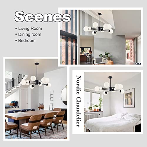 Plafonnier moderne globe bleu lustre noir mat industriel 8-Lights - 4
