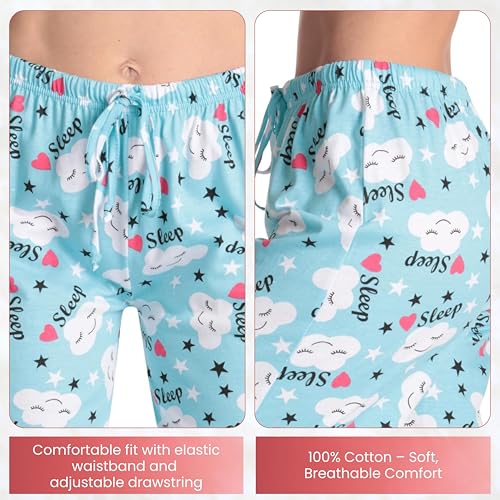 Image of Just Love Women's Buffalo Plaid Pajama Pants, 100% Cotton Jersey Knit Sleep and Lounge PJ Bottoms