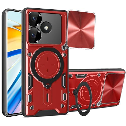 Lucyliy Compatible with Xiaomi Poco F6 5G Phone Case Cover [with Tempered Glass Screen Protector] red
