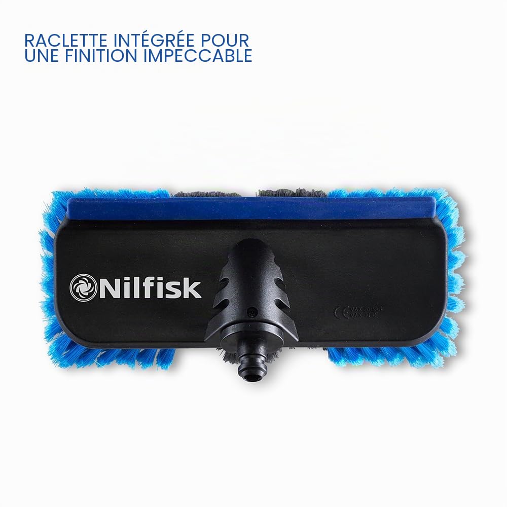 Nilfisk Brosse Auto avec Raclette vitres - Accessoires pour Nettoyeur Haute Pression - Raccord à Baïonnette (128501466)