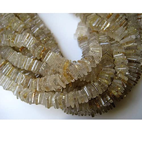 Rutilé doré perles heishi carrées de 7mm en fil de 8 pouces de long pour création de bijoux DIY