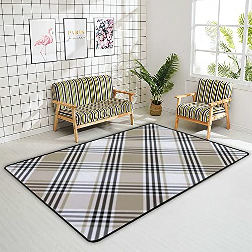 Colourlife Lightweight Soft Area Rugs Checkered Tartan Plaid Floor Carpet Mat For Kids Playing Room Hardwood Floor Living Room 80X58In #TOP3