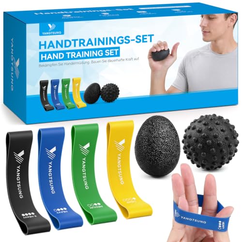 YANGTSUNG Handtrainer Fingertrainer, Hand Trainer Set 6 Stück, Griffkraft Trainer, Finger Trainer, Stressbälle, für gezieltes Training, Kraftaufbau, Linderung und Regeneration