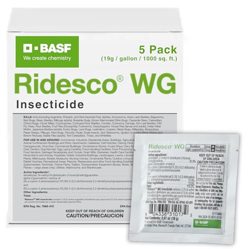 Image of BASF Ridesco WG Rapid Response Insecticide, Two Powerful Active Ingredient Quick Release Insect Killer for Indoor or Outdoor Applications, 5 Pack, 19 Gram Single Use Sachet