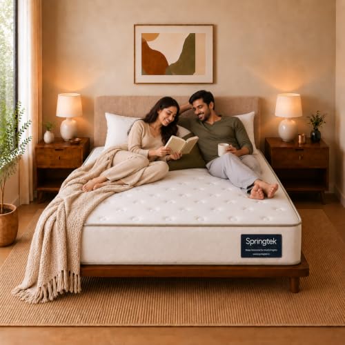 Image of Springtek Supernova Premium Hybrid Latex Mattress Queen Size 75x60 | Medium Firm 6 Inches 100% Natural GOLS Certified Pincore Dunlop Latex Mattresses | 3 Layer HD Foam Orthopedic Bed Gadda|75x60 Inch
