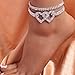 Silver Ankle Bracelets for Women Gold Anklets for Women Waterproof Stainless Steel Link Chain Anklet Tennis Rhinestone Diamond Anklets for Women Heart Butterfly Anklets for Teen Girls Summer Beach