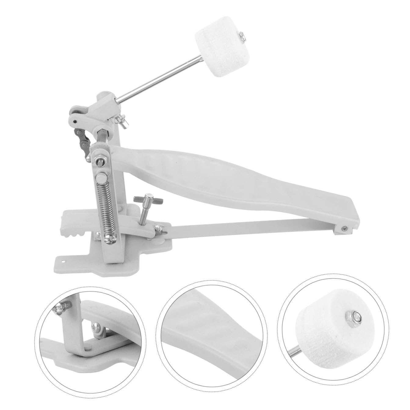 POPETPOP Pedale Singolo Accessorio Resistente in Metallo Argento per Grancassa e Sostituzione Pedale per Batteria Jazz per Esercitazioni