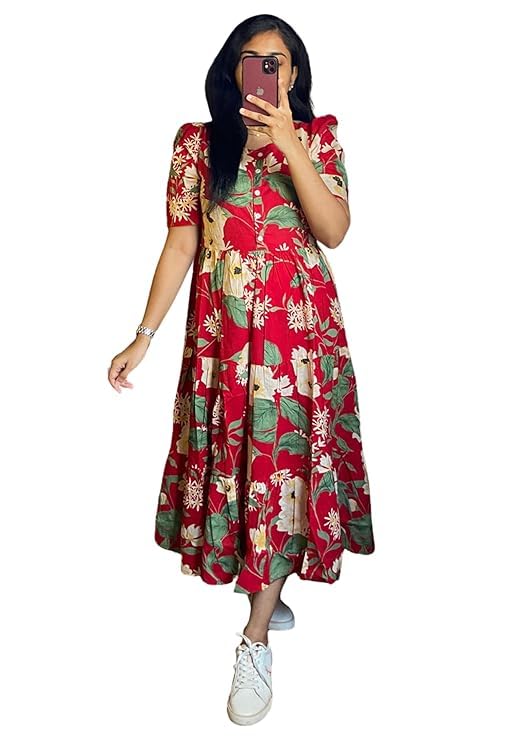 Image of NEW4U Women Printed Rayon Anarkali Kurta for Girls Regular Wear Long Kurti Gown