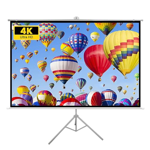 Pantalla de proyector 72 pulgadas 16:9 4K HD con soporte, pantalla portátil anti-arrugas, ángulo de visión de 170 grados, para escuela, cine en casa y oficina miniatura 1