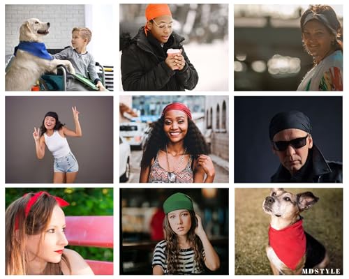 Image of MDSTYLE 100% Cotton Solid Color Bandana for Men & Women 22 inch x 22 inch Handkerchief Headband Scarf
