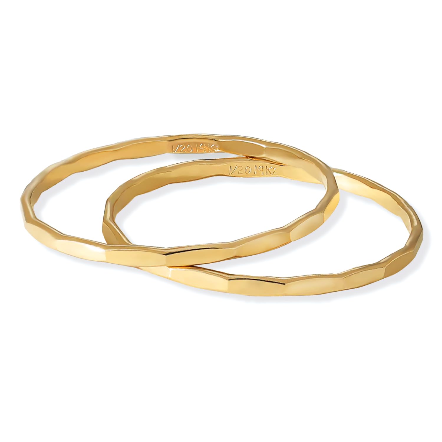 Simple Stacking Pinky Ring for Women, Very Thin Dainty, Hammered Textured Band, 14K Gold Filled or Solid 925 Sterling Silver Ring Set Size 4 5 6 7 8 9 14k gold filled 9
