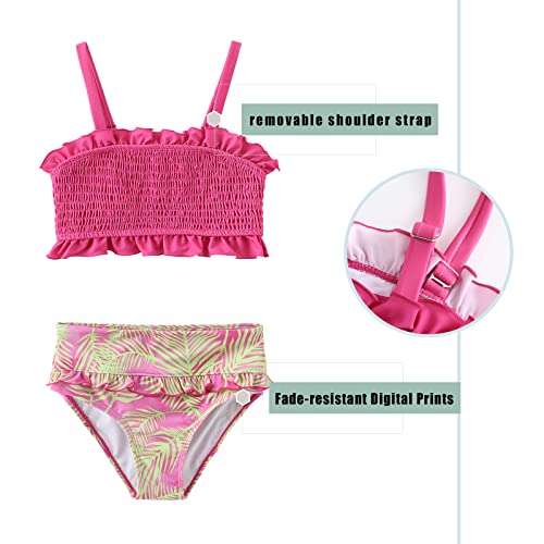 Image of Girls Bikini Swimsuits Two Piece Bathing Suit for Kids Girls Hawaiian Smocked Swimwear 3-16 Years