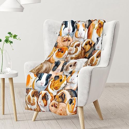 Guinea Pig Blanket Gifts - 60x80 Inches Cute Throw for Girls & Boys - Brown Soft Fuzzy Blankets for Bed, Couch & Living Room