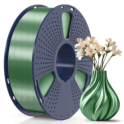 SUNLU Silk Filament 1.75mm, Shiny PLA 3D Printer Filament, PLA+ Silk 3D Filament, Dimensional Accuracy +/- 0.02 mm, 1KG Spool (2.2 lbs), Green Bronze