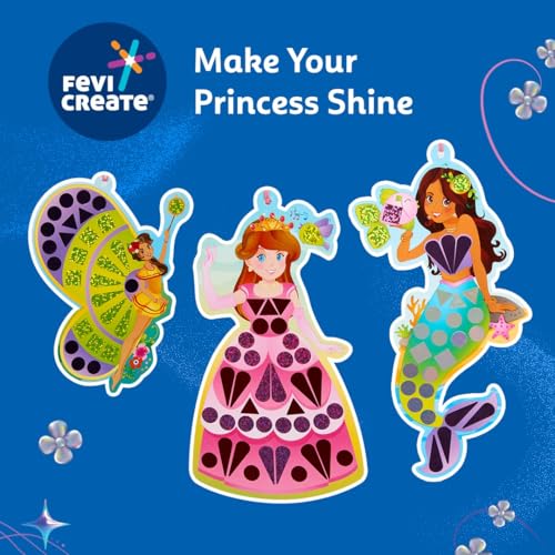 Image of Fevicreate Stick-n-Create Mirror Magic Pretty Princess Kit | Sparkly Stickers | Princess Templates | Travel Friendly | Boosts Creativity | Screen-Free Play | Gifting | Ages 3 +