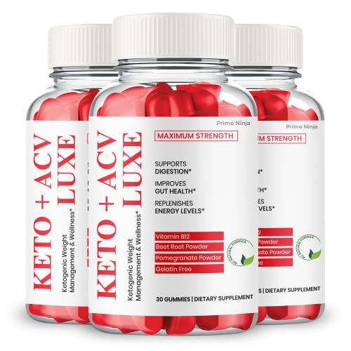 Luxe Keto ACV Gummies, Original Powerful Formula, Maximum Strength, Vitamin B12, Beet Root and Pomegranate (3 Pack)