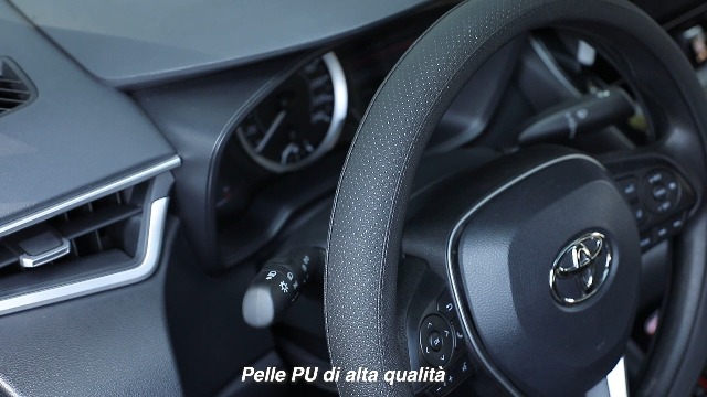 Coprivolante per auto, in pelle, antiscivolo, traspirante, universale, adatto per la maggior parte delle auto (nero e marrone