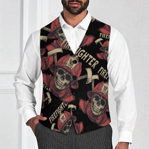 Firefighter Men's Formal Suit Vest for Business Formal Or Casual Dress Waistcoat Wedding2