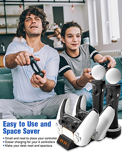 AMANKA Ladestation für PS5 / PS VR/Move-Motion-Controller, 4 in 1 PS VR Move Controller Charge Station für Desk Station Ladestation mit 4 USB Charge-Port für Playstation PS5 PSVR VR Move - Image 8