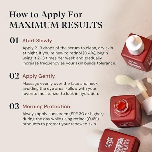 Image of ADM Anti Aging Pure Retinol Serum For Face with Niacinamide - Resurfacing, softer, smoother-looking skin - Moisturizing Facial Skincare for Sensitive Skin - 1oz