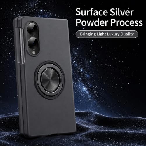 Image of amazon basics for Samsung Galaxy Z Fold 8 5G Case with Magnetic Ring Holder, 360 Rotating Bracket, Hinge Protection Slim Anti-Drop Shockproof Case (Black)