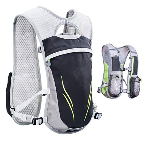 Azarxis 5.5L Hydration Running Backpack Vest Pack Bag for Men Women Trail Marathon Water Bottle Bladder Pack Runner Rucksack Cycling Hiking Outdoor (Grey - (Only Backpack))