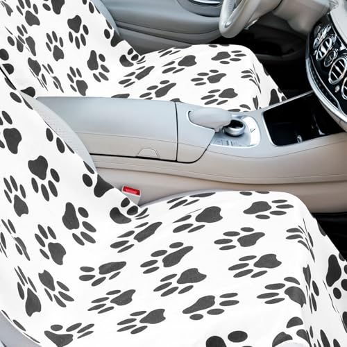 Image of Hahafelt 2 Pack Car Seat Towel Cover with Storage Bag, Dog Footprints | 63 x 32 in Car Towel Seat Cover Non Slip Waterproof, Gym Workout Swimming Running, Machine Washable Sweat Absorbent Protector