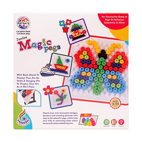 RATNA'S Plastic Magic Pegs for Kids to Create Their Own World Out of Pegs Given and Create Different Designs (Small), Multicolour