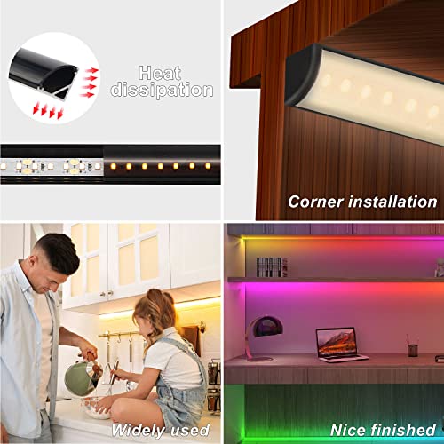 Image of VST 10pack 3.3 ft LED Channel, V Shape Led Diffuser Channel, LED Aluminum Channel System with Black Cover, End Caps and Mounting Clips, Aluminum Profile for LED Strip Light Very Easy Installation