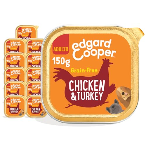 Edgard & Cooper Comida Húmeda para Perros Adultos Paté Natural Sin Cereales Tarrinas 150g x 11 Pollo & Pavo Fresco, Alimentación Sana Sabrosa y Equilibrada, Carne Fresca