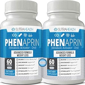 PhenAprin Diet Pills (Pack of 2) – 2x Potent Thermogenic Fat Burner and Metabolism Support – Appetite Suppressant Mood…